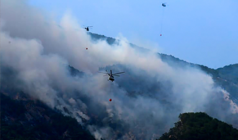 PKK'nın tehdit ettiği Kaz Dağları'nda yangın